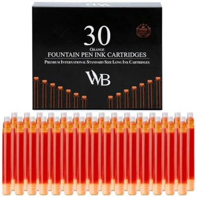 Abbildung von Wordsworth &amp; Black Füllfederhalter tintennachfüllungen 30 Orangefarbene Tintenpatronen Internationale Standardgröße Länge Ca. 5,2 Cm Basisdurchmesser 0,6 Einwegartikel Und Generisch