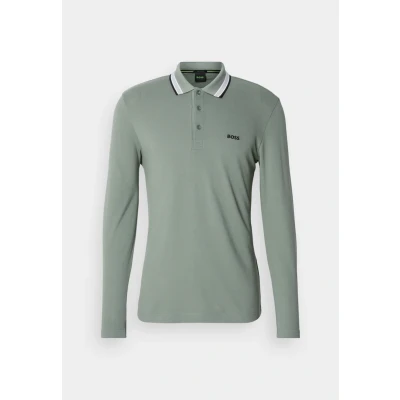 Abbildung von BOSS GREEN Langarm Poloshirt »Plisy«, mit Streifen am Kragen