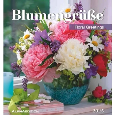 Abbildung von Blumengrüße 2025 Postkartenkalender 16x17 cm Blumen zum Aufstellen oder Aufhängen Monatskalendarium Gadget Mitbringsel Alpha Edition