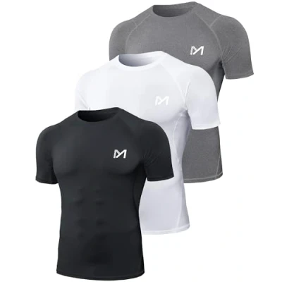 Abbildung von MEETYOO Kompressionsshirt Herren, Laufshirt Kurzarm Funktionsshirt Atmungsaktiv Sportshirt Männer T Shirt für Running Jogging Fitness Gym