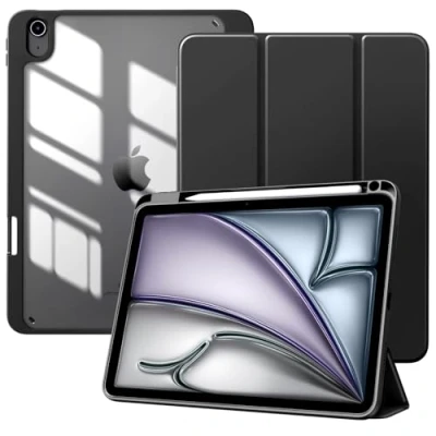 Abbildung von TiMOVO Hülle für iPad Air 11 Zoll M2 2024, 6/5/4 (2024/2022/2020) 10,9&quot;, Schutzhülle mit Stifthalter, Schlank Ständer Klar Rückseite, Auto Schlaf/Aufwach, Schwarz
