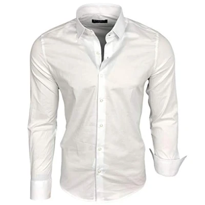 Abbildung von Baxboy Herren Hemd Langarm/Business Freizeit Hochzeit/Bügelleicht/Slim Fit/Anzug Kentkragen B 500, Farbe:Weiß, Größen:4XL
