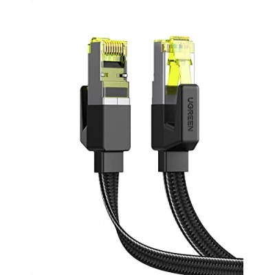 Abbildung von UGREEN Ethernet Kabel CAT 7 Gigabit Lan Flach 10Gbps Netzwerkkabel POE RJ45 FTP 10000 Mbits Patchkabel mit Baumwollmantel kompatibel Switch Modem Router Access Point(8M)