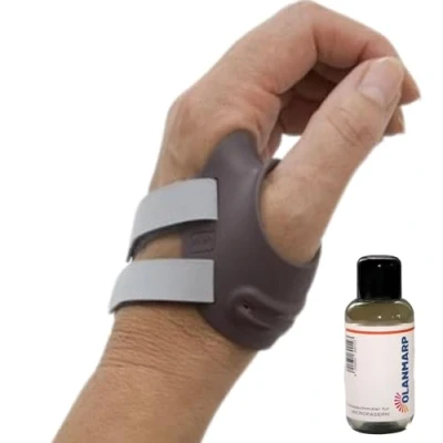 Abbildung von Olanmarp Waschmittel für Mikrofaser 50 ml + Push Ortho Daumenorthese CMC Stabiler Halt Daumensattelgelenk Greiffunktion nicht eingeschränkt(Rechts, 2)