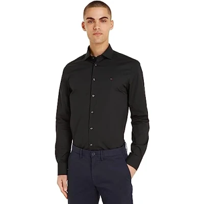 Abbildung von Tommy Hilfiger CORE FLEX Poplin Businesshemd, Herren, Größe: 42, Black
