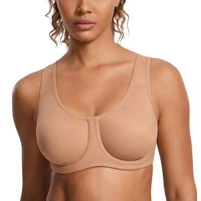 Abbildung von SYROKAN Damen Starker Halt Sports BH Große Brüste mit Bügel für Größen Kaum Buff 75D