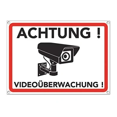 Abbildung von Schild Videoüberwachung Warnschild Hinweisschild für Kameraüberwachung Video Überwachungsschild Dieser Bereich wird videoüberwacht (20x15 cm) (1 Stk. Achtung Videoüberwachung)