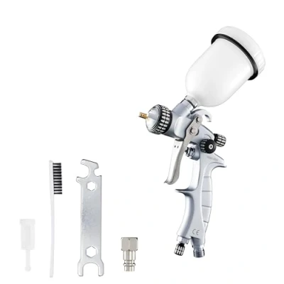 Abbildung von BenBow Lackierpistole PK60 HVLP Mini 0,8 mm Düse + 100 ml Fließbecher ideal für Autolackierung, Heimwerker, DIY Projekte hochwertige Sprühqualität Druckluft Spritzpistole