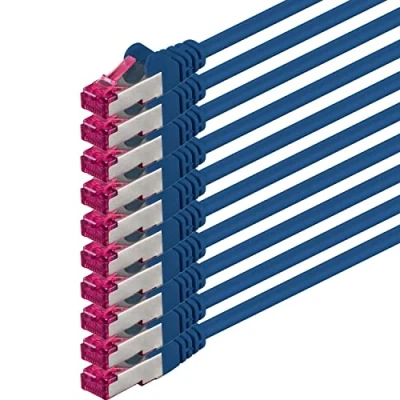 Abbildung von 1m blau 10 Stück Netzwerkkabel Cat6a (10Gb/s) S FTP CAT 6a Lankabel GHMT zertifiziert PIMF 500 MHz Cat5 Cat5e Cat6 Cat7 für Switch, Router, Modem, Internet