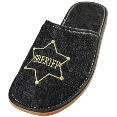 Abbildung von APREGGIO Hausschuhe Herren Filzpantoffeln Pantoffeln Filz Slippers Indoor Herrenschuhe Winter Männer Schwarz Orange Größe 44 EU