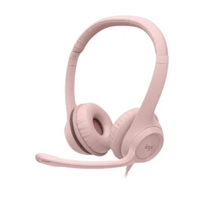 Abbildung von Logitech H390 verkabelter Kopfhörer für PC/Laptop, Stereokopfhörer mit rauschunterdrückendem Mikrofon USB A, Inline Steuerungen, Chromebook geeignet Rosa