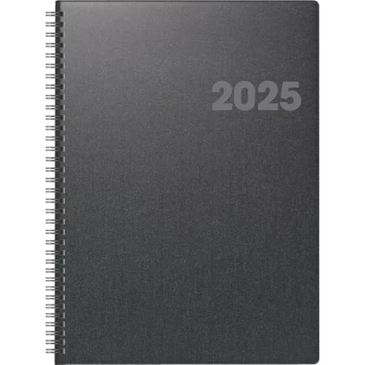 Abbildung von BRUNNEN Buchkalender Modell 763 (2025), 2 Seiten = 1 Woche, A4, 144 Seiten, Bucheinbandstoff Metallico, vulkanschwarz