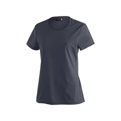 Abbildung von Maier Sports Waltraud, Damen T Shirt, Funktionsshirt mit Rundhals für Wandern und Freizeit, dryprotec Technologie, Atmungsaktiv, NFC Chip einfaches Recycling, Dunkelblau, 38