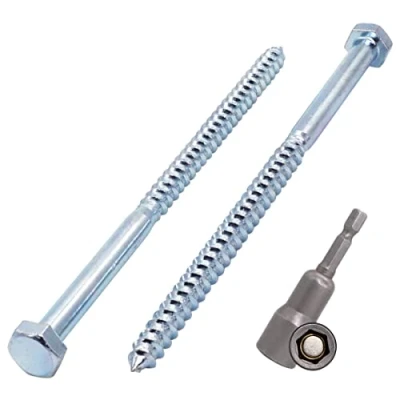 Abbildung von SKIR&#039;CO (15 Stück) DIN 571 verzinkter Stahl Sechskant Holzschrauben M8 x 140 mm, Schrauben, Sechskantschraube, Schlüsselschrauben (mit magnetischem Bit)