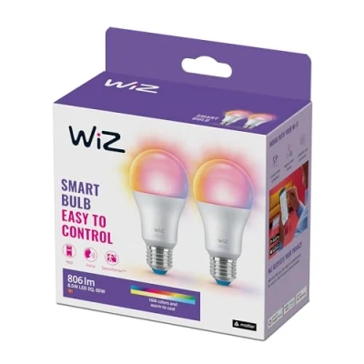 Abbildung von WiZ E27 LED Lampe Tunable White &amp; Color, 60W, dimmbar, 16 Mio. Farben, smarte Steuerung per App/Stimme über WLAN, Doppelpack