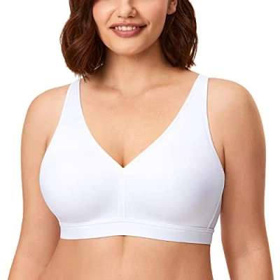Abbildung von AISILIN Damen BH ohne Bügel Große Größen Comfy Schlaf BHS Vollschalen Soft Bequemer Weiss 90C