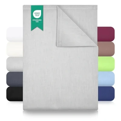 Abbildung von GREEN MARK Textilien Klassische Bettlaken Betttuch Laken Leintuch Haustuch 100% Baumwolle ohne Gummizug vielen Größen und Farben Größe: 150x250 cm, Silber gra