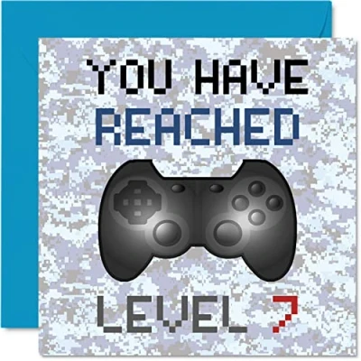 Abbildung von Geburtstagskarte zum 7. Gamer You Have Reached Level 7 Jungen Geburtstagskarten, Kinder Spiele Geburtstag, Videospiel, Tochter, Sohn, Neffe, Enkel, 145 mm x