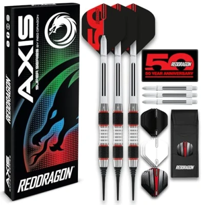 Abbildung von RED DRAGON Evo Softip 18g Barrel Weight 20g Full Tungsten Dartpfeile Set mit Flights, Schäfte and Darttasche