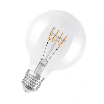 Abbildung von OSRAM Vintage 1906 Classic Globe95 FIL LED Lampe, E27, klar, 4,8W, 470lm, 2700K, warmweißes Licht, dimmbar, neues, ultraschlankes Filament, sehr geringer Energieverbrauch, lange Lebensdauer