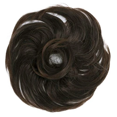 Abbildung von CAISHA Haargummi Bella Hochsteckfrisuren Haarteil Hochzeitfrisuren Voluminös Leicht Gewellt Hitzebeständige Kunstfaser DM17cm Braun Mix G15B