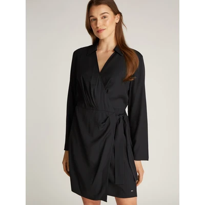 Abbildung von Tommy Hilfiger Fluid WRAP Short Dress Freizeitkleid, Damen, Größe: 46, Black
