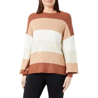 Abbildung von ONLY Damen ONLATIA L/S Stripe KNT NOOS Pullover, Tortoise Shell/Stripes:W. Mel/Indian TAN Mel/Cloud Dancer/Pumice Stone Mel/Tortoise Shell Mel, S