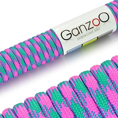 Abbildung von Ganzoo Paracord 550 Seil 4mm Outdoor Schnur / 30 Meter/Typ 3 Nylon &amp; Polyester/ 7 Innenstränge/Allzweckseil für Hundehalsband/Hundeleine Knüpfen/Camping Survival/Magenta Türkis