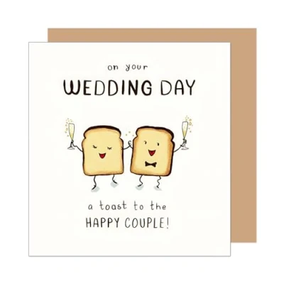 Abbildung von Edition Seidel Premium quadratische Glückwunschkarte zur Hochzeit mit Umschlag. Hochzeitskarte Grußkarte Vermählung Just Married Mr. &amp; Mrs. Toast (HQ104 SW025)