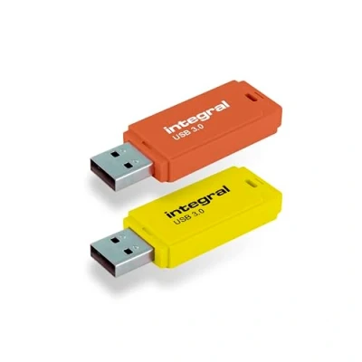 Abbildung von Integral Neon USB 3.0 64GB Flash Laufwerk 2er Pack (Gelb/Orange)