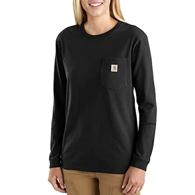 Abbildung von Carhartt Damen Loose Fit, schweres, langärmliges Pocket T Shirt , Schwarz, L