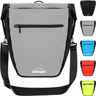 Abbildung von gipfelsport Fahrradtasche für Gepäckträger Gepäckträgertasche I Fahrradtaschen, Satteltaschen mit 21l Volumen wasserdicht, reflektierend, grau