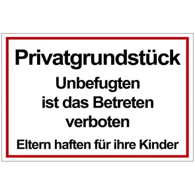Abbildung von Schild Privatgrundstück aus Alu/Dibond 140x200 mm 3 stark