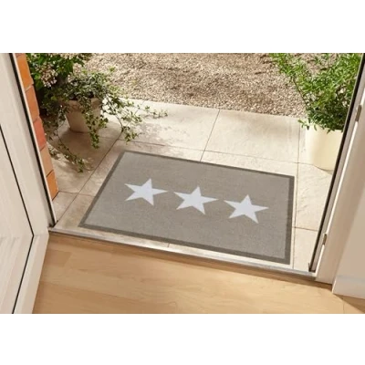 Abbildung von Zala Living Deko Fußmatte für Innen und Außen 50x70cm Fussmatte Schmutzfangmatte Sterne Türmatte Waschbar &amp; Wetterfest, rutschfest Eingangsbereich Außenbereich Creme Beige