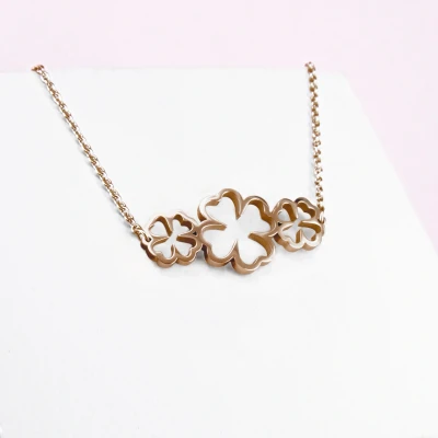 Abbildung von Ponytail&amp;Co Kette Mit 3 Kleeblättern Roségold 38+6cm