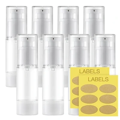 Abbildung von Toureal 30ml Kunststoff Airless Pumpspender Leer (8 Stück), Pumpflasche, Reise Spenderflasche, Plastikflaschen für Kosmetik, Creme