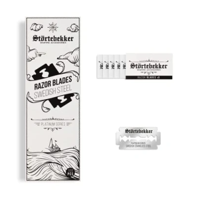 Abbildung von Störtebekker® Premium 100 scharfe Rasierklingen für Rasierhobel &amp; Rasiermesser aus schwedischem Edelstahl geeignet empfindliche Haut inkl. hochwertiger Verpackung
