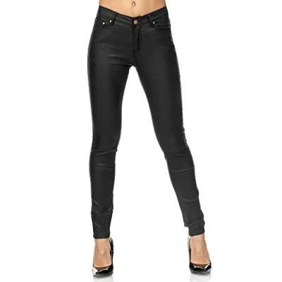 Abbildung von Elara Damen Hose Kunstleder Push Up Effekt Chunkyrayan E621 Black 34 (XS)