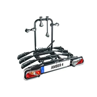Abbildung von EUFAB 11556 Fahrradträger AMBER 4, E Bike geeignet, teilweise vormontiert, Diebstahlschutz, für 4 Fahrräder, Anhängerkupplung, Schwarz, ca. 102 x 83 72 cm