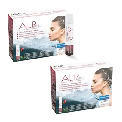 Abbildung von ALP BEAUTY Kollagen Trinkampullen 28x 25ml Anti Aging Collagen Drink mit Verisol Peptide Biotin Vitamin C Zink Hyaluronsäure (2er Pack)