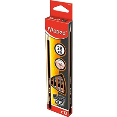 Abbildung von Maped M850022 Bleistift BLACK&#039;PEPS, 2B, schwarz/orange, 12 Stück