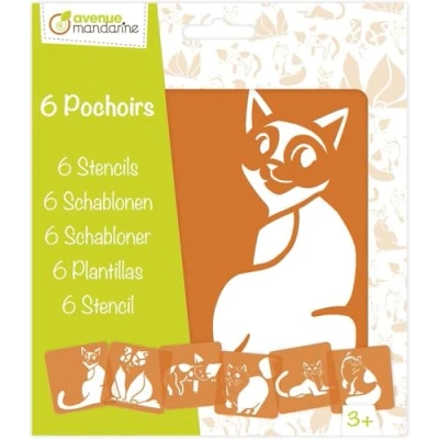 Abbildung von Decopatch Avenue Mandarine PO009C Set mit 6 Schablonen 15x15 cm, für Kinder, Katzen, 1