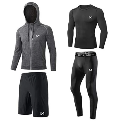 Abbildung von MEETYOO Herren Kompressionsshirt Set, Schwarz langarm, L EU