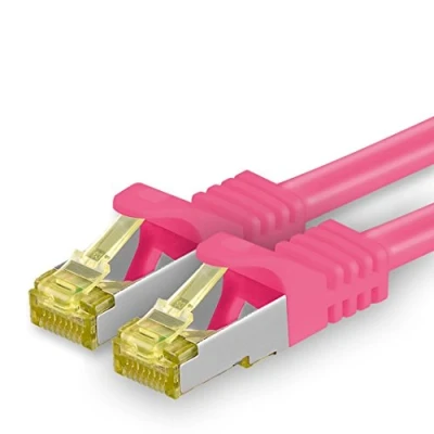 Abbildung von 1aTTack.de Cat.7 Netzwerkkabel 1m Magenta 1 Stück Cat7 Ethernetkabel Netzwerk LAN Kabel Rohkabel 10 Gb s SFTP PIMF LSZH Set Patchkabel mit Rj 45 Stecker Cat.6a