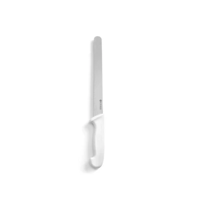 Abbildung von HENDI Brotmesser / Käsemesser 43 cm HACCP 30 Klinge Stärke: 1,5 mm Wellenschliff Edelstahl PP Griff weiß