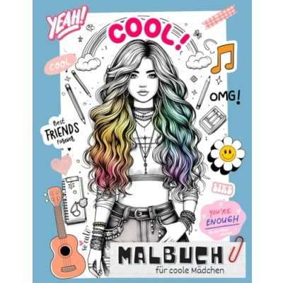 Abbildung von Malbuch für coole Mädchen ab 12 Jahren: Perfektes Geschenk kreative und Teenager Malblock mit 50 einzigartigen Motive zum Ausmalen Entspannen