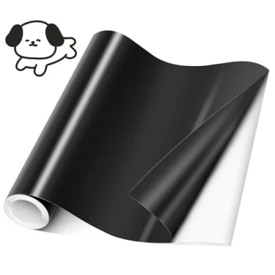 Abbildung von Romon Vinylfolie Plotter Schwarz, 30.5cm x 244cm Plotterfolie selbstklebend Vinyl, Transferfolie Folie Klebefolie, Silhouette Cameo, meisten Schneidemaschine