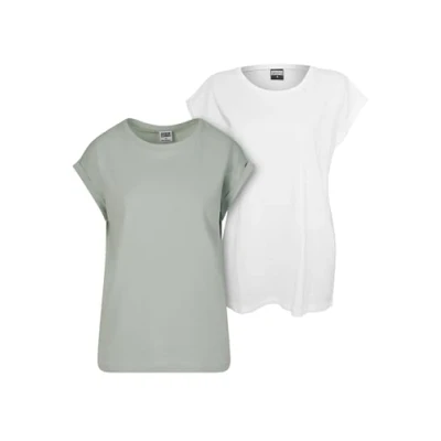 Abbildung von Urban Classics Extended Shoulder 2PACK Tshirt basic, Damen, Größe: Large, Frostmint white