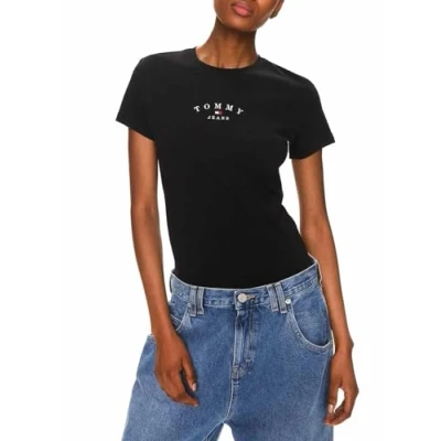 Abbildung von Tommy Jeans SLIM Essential LOGO TEE Tshirt print, Damen, Größe: 32, Black