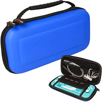 Abbildung von TECHGEAR Switch Lite Tasche hülle Harte Schutzhülle Reise und Aufbewahrungs Kompatibel für Nintendo Lite, 8 Steckplätze Spiel Karten + Zubehör [BLAU]